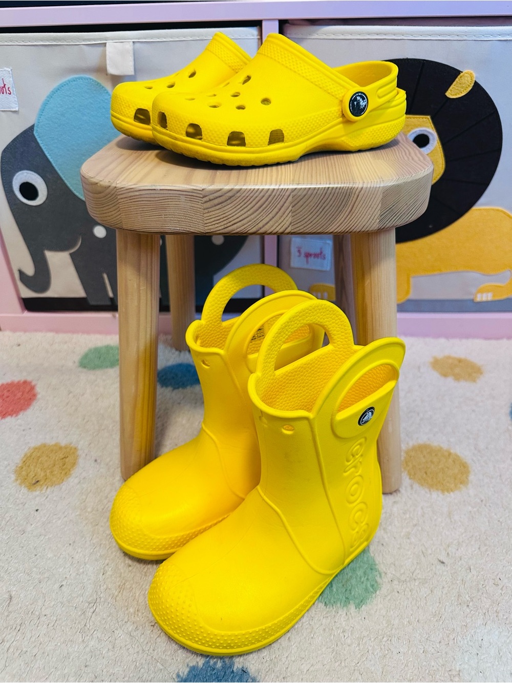 Kids Yellow Crocs - Clog and Rain Boot Set Size 11T